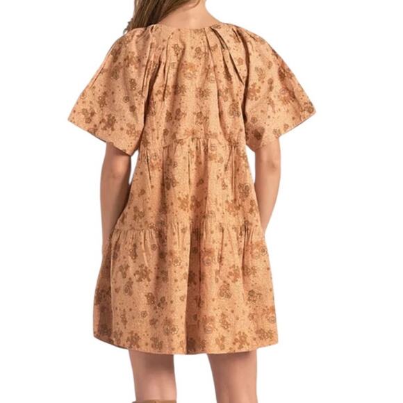 Elan Floral V Neck Cotton Mini Dress Boho Grandma Flowy NEW Size Medium - Picture 3 of 8